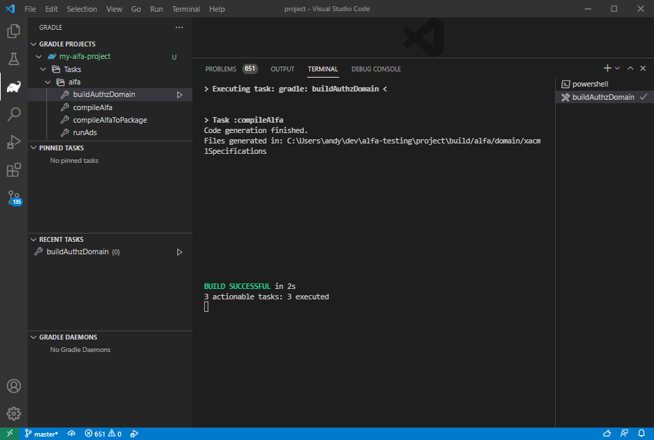 Build authorization domain in Visual Studio Code